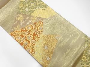 切りばめ風　花唐草に流水模様織り出し　袋帯